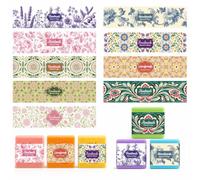 GOMAKERER 90 Pcs 9 Styles Boho Watercolor Flower Soap Wrapping Paper | Floral Handmade Soap Wrappers Vintage Lavender Soaps Packaging Label Strips for Lotion Bars Wrapping 8.2x1.9 Inch