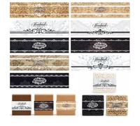 GOMAKERER 90 Pcs 9 Styles Lace Soap Wrapping Paper, 5x21Cm Handmade Soap Wrappers Black Gold White Lace Soaps Packaging Label Bands for Lotion Bars, Bath Bombs & Craft Gift Wrapping