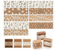 GOMAKERER 90 Pcs 9 Styles Vintage Botanical Soap Wrapping Paper, 5x21Cm Handmade Soap Wrappers Retro Style Leaf Soaps Packaging Label Bands for Lotion Bars, Bath Bombs & Craft Gift Wrapping