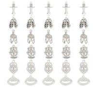 GOMAKERER 96 Pcs 6 Styles Alloy Bible Theme Charms, Sword and Cross Shoe Charms for Jewelry Making Bracelet Necklace