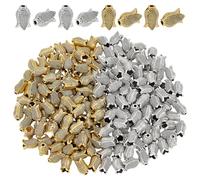 GOMAKERER About 100 Pcs Tibetan Style Flower Bead Caps, Alloy Tulip Bud Bead End Caps FiligreeBead for DIY Bracelet Necklace Jewelry Making, 10x7mm(Antique Silver, Antique Golden)