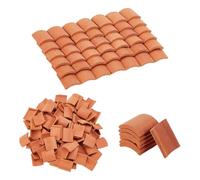 GOMAKERER About 120 Pcs Mini Red Roof Tiles, 1:16 Realistic Tiles Model Ceramic Miniature Model Cement Bricks Landscape Accessories for DIY Dollhouse Bricks Diorama Fairy Garden 17x15mm