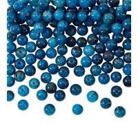 GOMAKERER About 126 Pcs Blue Apatite Beads, 6-6.5mm Natural Gemstone Beads Round Stone Bead Smooth Ball Beads Loose Spacer Beads for DIY Jewelry Making