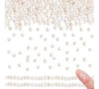 GOMAKERER About 142 Pcs Natural Pearl Beads 2mm, Mini Seashell Color Freshwater Cultured Real Pearl Beads Oval Freshwater Pearl Beads for Necklace Jewelry Making 1 Strand(0.5mm Hole)