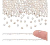 GOMAKERER About 238 Pcs Pearl Beads, 3mm Natural White Freshwater Pearl Bead Assortments Spacer Pearls for Cord Beading Jewelry Necklaces Bracelets Earrings Making Crafts