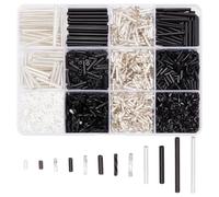 GOMAKERER About 2400 Pcs 12 Colors Glass Bugle Beads, Mixed Color Screwy Bugle Beads Long Tube Seed Bead Loose Spacer Bead Transparent Beads White and Black Clear Beads for Jewelry Making