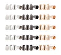 GOMAKERER About 60 Pcs Glossy Metal Bell Stopper, 5mm Zinc Alloy Conical Cord Ends Lock Rope Fastener End Stopper for Lanyard Clothes Backpack Bags(Light Gold, Platinum, Gunmetal)