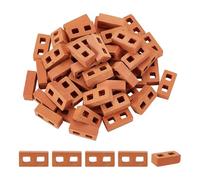 GOMAKERER About 60 Pcs Mini Cinder Blocks, Red 1/12 Scale Mini Brick Mini Cement Building Blocks Ceramic Model Brick Realistic Fake Bricks for Garden Kitchen Landscaping Mini House 14x28mm