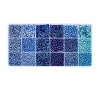 GOMAKERER About 6000 Pcs 18 Styles Blue Series Glass Bugle Seed Beads, 2~8mm Mixed Styles Mini Beads Tube Round Seed Beads Loose Spacer Beads Transparent Bulk Beads for Jewelry Making