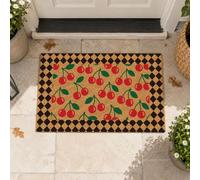 GOMAKERER Cherry Print Door Mat, 17x30 Inch Retro Checkerboard Print Doormat Non-Slip Doormats Decor Front Door Mat Outside Entrance for Home Porch Yard Patio