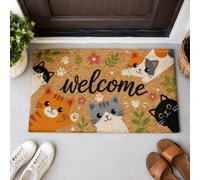 GOMAKERER Cute Cat Door Mat, 17x30 Inch Pet Print Doormat Non-Slip Doormats Decor Front Door Mat Outside Entrance for Home Porch Yard Patio