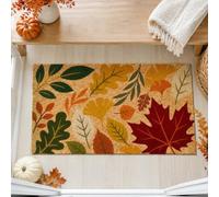 GOMAKERER Fall Maple Leaf Doormat, 17x30 Inch Seasonal Red Maple Oak Ginkgo Leaves Welcome Mat Autumn Theam Door Mat Indoor Outdoor Entrance Floor Rug for Home Patio Garage Decor