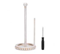 GOMAKERER Farmhouse Paper Towel Holder, White Rustic Standing Paper Towel Dispenser Rack Countertop Wood Paper Roll Stand Winter Holiday Table Decor for Kitchen Bathroom Christmas, 166x360mm