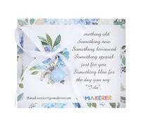 GOMAKERER Something Blue Bouquet Charm, Round Acrylic Pendant Horseshoe Brass Bride Bouquet Pendant Decor Polyester Bowknot Charm Wedding Party Decors Bridal Gifts for Wedding Day