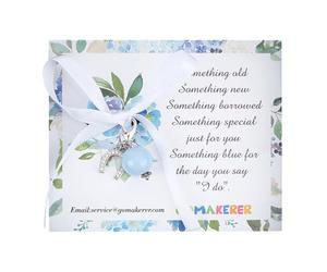 GOMAKERER Something Blue Bouquet Charm, Round Acrylic Pendant Horseshoe Brass Bride Bouquet Pendant Decor Polyester Bowknot Charm Wedding Party Decors Bridal Gifts for Wedding Day