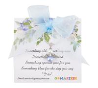 GOMAKERER Something Blue Gift for Bride to Be, Bridal Angel Bouquet Charm Blue Wedding Gift with A Gift Card from Mom Dad for Daughter on Wedding Day
