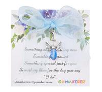 GOMAKERER Something Blue Gift for Bride to Be, Wedding Bouquet Charm Blue Wedding Gift with A Gift Card from Mom Dad Sister Friends