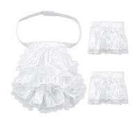 GOMAKERER Victorian Jabot and Cuffs - White Unisex Costume Accessories with 1 Pcs Lace Ruffled Tie Jabot and 2 Pcs Lace Cuffs
