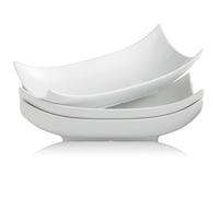 Gomakren Serving Platters Serving Bowls Set Turkey Serving Platter Porcelain Serving Dishes For Entertaining Special Curved Deep Large Father's Day Thanksgiving Dishes Gifts Set of 3 White 12 Inch