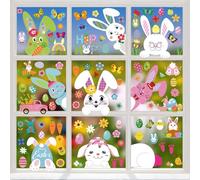 GOMANCHE Easter Window Sticker, Double Sided Easter Window Clings Bunny Egg Glass Door Decals for Office School Home Party Decoration Supplies