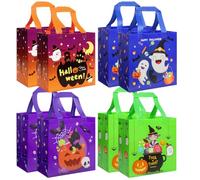 GOMANCHE Halloween Treat Bags with Handle, 8 Pcs Non-Woven Halloween Tote Bag, Reusable Exchange Gift Wrapping for Kids, Bulk Goodie Bag for Party Favors Supplies, 8.6x9.1x4.3inch