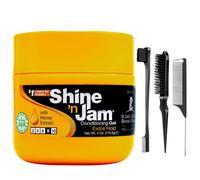 GOMARKET® Ampro Shine N Jam Braiding Gel Extra Hold 113.5g + 3pcs Slick Back Hair Brush Set | Styling Gel for Curly Hair, Edge Control Gel, Hair for Braiding, Curl Jelly, Afro Hair Products