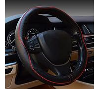 Gomass Car Steering Wheel Cover, Anti-Slip, Safety, Soft, Breathable, Heavy Duty, Thick, Full Surround, Sports Style (Black with Red line)