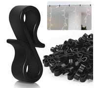 Gomeer 160 Pcs Gutter Hooks for Outdoor Lights,Christmas Light Hooks,Weatherproof Plastic S Gutter Clips for Hanging Decorations Outside String Lights,Fairy Lights,Christmas Tree Light-Black