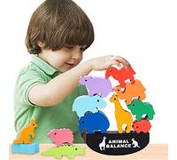 GOMEINA Stacking Blocks Montessori Toys for Ages 3-8: Educational Wooden Building Games for Boys Girls Birthday Gifts for 3 4 5 6 7 Year Old Kids (Animal)