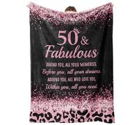 GoMelley 50th Birthday Gifts for Women- 50 and Fabulous Flannel Blanket- 50 Years Old Presents for Women, Friends, Mom, Wife, Aunt, Sister, 50th Birthday Gift Ideas, 60"× 50" (50th Birthday)