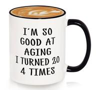 GoMelley 80th Birthday Gifts for Women Men, Funny Turned 20 4 Times Mug