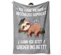 GoMelley Bachelor Gift, Graduation Gifts, Master Degree Gift, Cuddly Blanket Gifts for Passed Exam, Gift Doctorate, Sloth with Doctor's Hat, Grey, 50 x 60 Inches