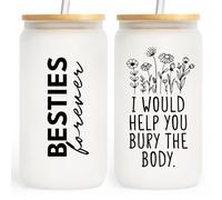GoMelley Best Friend Birthday Gifts for Women, Bestie Gifts Glass Tumbler with Lid Straw, Friendship Gift for Women Funny, Best Friend Christmas Galentines Gift, Special Friends Gift Glass Travel Mug