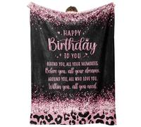 GoMelley Birthday Gifts for Women, Happy Birthday Flannel Blanket, Women Birthday Gifts for Her, Mum, Wife, Sister, Best Friend, Daughter, Grandma, 60"X50" (Happy Birthday)