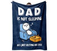 GoMelley Funny Gifts for Dad Christmas Birthday,Dad is Not Sleeping Blanket, Super Soft Throws for Couch and Napping, Father to be, Daddy Gift from Daughter Son, 60" × 50” (Blue)