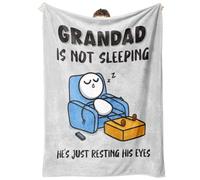 GoMelley Funny Grandad Gifts, Grandad Is Not Sleeping Blanket, Grandads Birthday, Fathers Day, Presents from Grandkids, Soft Throws Blanket for Napping and Couch, 60" x 50"