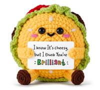 GoMelley Handmade Positivity Crochet Hamburger with Inspirational Pun Card- Emotional Support Crochet Gifts for Women Friend Colleague, Graduation Gift for Her, Teacher Appreciation, Cute Desk Decor