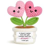 GoMelley Mum Birthday Gifts - Handmade Crochet Double Heart Flowers