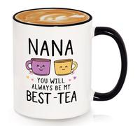 GoMelley Nana Gifts, Gifts for Nana Mug, Best-Tea, Best Nana Christmas Birthday Gifts from Grandchildren, Present for Nana Birthday Mother's Day