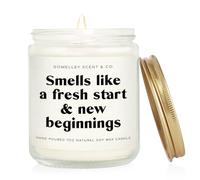 GOMELLEY New Beginnings Candle, Leaving Gifts for Colleagues Women Men, New Job, Divorce, Graduation, Congratulations, Inspirational, Motivational Gifts, Handmade Lavender Soy Wax Candle(7oz)