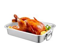 GOMETY Backblech Edelstahl mit Griffen, 40 x 30 x 7cm Rechteckig Auflaufform Ofenblech Kuchenblech Backofen Ofenform Größe Baking Sheet, Ungiftig Gesund Leicht zu Reinigen＆Spülmaschinenfest,