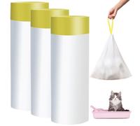 GOMETY Cat Litter Box Bags, Pack of 24, 3 Rolls, Self-Cleaning, 10 kg Load Capacity, Biodegradable, Durable, Leak-Proof, Odor Isolating, Long-Term Use, Yellow, Unscented, 94 x 45 cm, Litter Bags