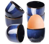 GOMETY Egg Cup Porcelain, Egg Cup Camping, Egg Holder Tableware, Kitchen Cutlery, Pretty Egg Cup Set, Dishwasher Safe, Egg Cup for Any Breakfast Table, Hard and Soft Boiled Eggs (6)