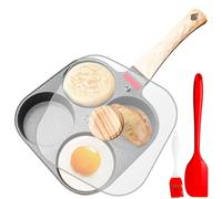 GOMETY Fried Egg Pan with Lid 28 cm - 4 Hole Pancake Pan, Household Pancake Pan, Non-Stick Aluminium Pan for Induction Cookers and Gas Hobs, Breakfast Pan for Omelettes/Pancakes (Black)