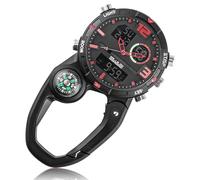 GOMETY Nurse's Watch, Pocket Watch, Carabiner Watches, Luminous Nurse Watch with Carabiner Clip, Nurses Watches, Multifunctional Quartz Watch for Women and Men, Outdoor Backpack, Climbing, red