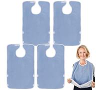 GOMETY Pack of 4 Bibs for Adults, Bibs for Seniors, Waterproof Adult Bibs, Reusable, Washable, Adjustable with Velcro Fastening, Waterproof Clothing Protection for Elderly Disabled People, lightblue
