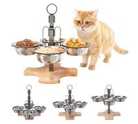 GOMETY Raised Cat Bowl with Set of 4 Stainless Steel Cat Bowls, Height-Adjustable Stand, Feeding Bowl, Cat Bowl Set, Feeding Station, Cat Feeding Bowl for Cats, Small Dogs