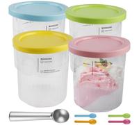 GOMETY Set of 4 Creami Containers for Ninja Creami Ice Maker, Creami Deluxe Container/Cup for Ninja Ice Cream Maker Creamy NC500EU NC501EU, Tubs Accessories Leak-Proof - in Pink, Yellow, Green, Blue