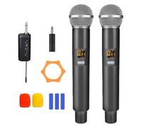 GOMETY Wireless Microphone Set, Wireless Microphone UHF Wireless Microphone Wireless 60 m Range Wireless Handheld Microphone with Rechargeable Receiver Jack Connection for Karaoke Vocals Party