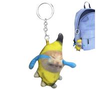 Gomice Banana Cat Plush - Banana Meow Doll Keychain,Novelty Attractive, Sound Making, Plushy Meow Crying Cat Keychain For, Halloween,